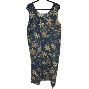 Awesome Wear Plus Size Blue Floral Maxi Sleeveless Tank Dress Side Slits Size 2X